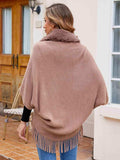 Open Front Fringe Hem Poncho - Trendsi - Flyclothing LLC