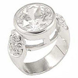 Alamode Rhodium Brass Ring with AAA Grade CZ in Clear - Alamode - Flyclothing LLC