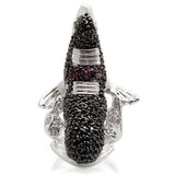 Alamode Rhodium + Ruthenium Brass Ring with AAA Grade CZ in Multi Color - Alamode - Flyclothing LLC