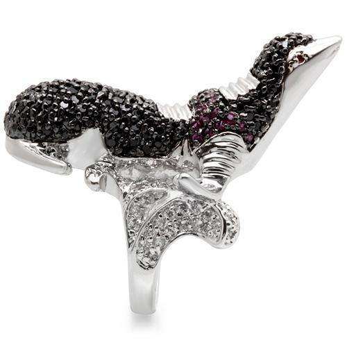 Alamode Rhodium + Ruthenium Brass Ring with AAA Grade CZ in Multi Color - Alamode - Flyclothing LLC