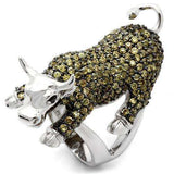 Alamode Rhodium + Ruthenium Brass Ring with AAA Grade CZ in Multi Color - Alamode - Flyclothing LLC