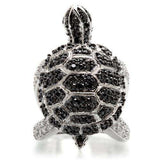 Alamode Rhodium + Ruthenium Brass Ring with AAA Grade CZ in Jet - Alamode - Flyclothing LLC