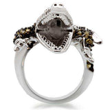 Alamode Rhodium + Ruthenium Brass Ring with AAA Grade CZ in Multi Color - Alamode - Flyclothing LLC