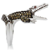 Alamode Rhodium + Ruthenium Brass Ring with AAA Grade CZ in Multi Color - Alamode - Flyclothing LLC