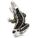 Alamode Rhodium + Ruthenium Brass Ring with AAA Grade CZ in Multi Color - Alamode - Flyclothing LLC