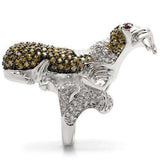 Alamode Rhodium + Ruthenium Brass Ring with AAA Grade CZ in Multi Color - Alamode - Flyclothing LLC