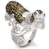 Alamode Rhodium + Ruthenium Brass Ring with AAA Grade CZ in Multi Color - Alamode - Flyclothing LLC
