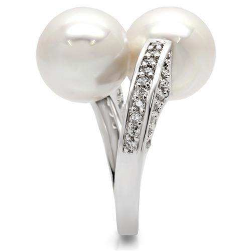 Alamode Rhodium Brass Ring with AAA Grade CZ in Clear - Alamode - Flyclothing LLC