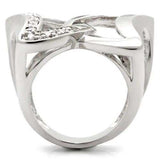 Alamode Rhodium Brass Ring with AAA Grade CZ in Clear - Alamode - Flyclothing LLC