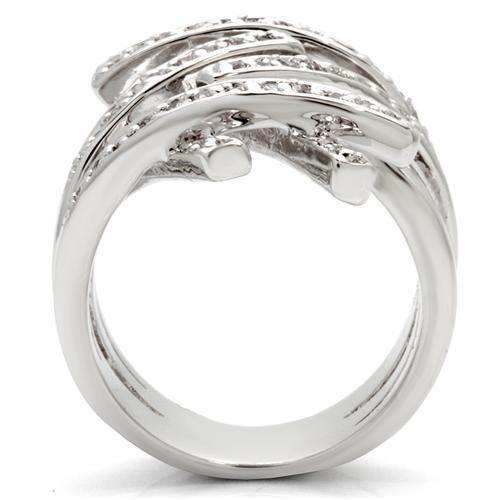 Alamode Rhodium Brass Ring with AAA Grade CZ in Clear - Alamode - Flyclothing LLC