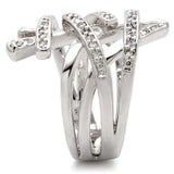 Alamode Rhodium Brass Ring with AAA Grade CZ in Clear - Alamode - Flyclothing LLC
