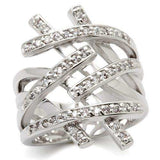 Alamode Rhodium Brass Ring with AAA Grade CZ in Clear - Alamode - Flyclothing LLC