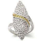 Alamode Gold+Rhodium Brass Ring with AAA Grade CZ in Topaz - Alamode - Flyclothing LLC