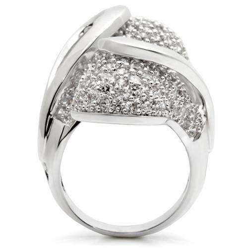 Alamode Rhodium Brass Ring with AAA Grade CZ in Clear - Alamode - Flyclothing LLC