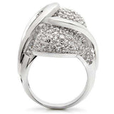 Alamode Rhodium Brass Ring with AAA Grade CZ in Clear - Alamode - Flyclothing LLC