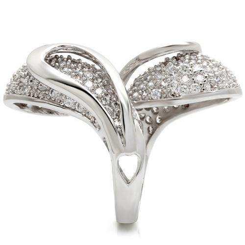 Alamode Rhodium Brass Ring with AAA Grade CZ in Clear - Alamode - Flyclothing LLC