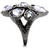 Alamode Ruthenium Brass Ring with AAA Grade CZ in Light Amethyst - Alamode - Flyclothing LLC