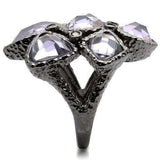 Alamode Ruthenium Brass Ring with AAA Grade CZ in Light Amethyst - Alamode - Flyclothing LLC