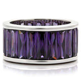 Alamode Rhodium Brass Ring with AAA Grade CZ in Amethyst - Alamode - Flyclothing LLC