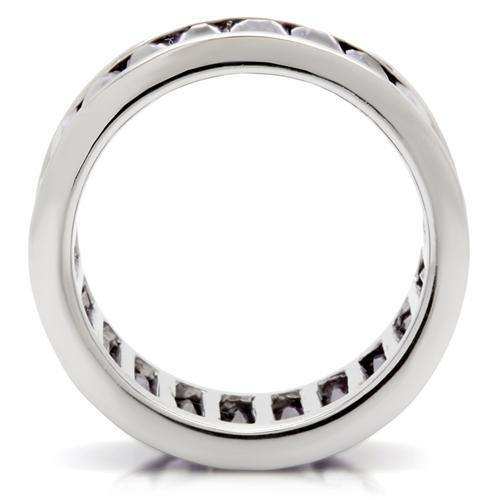 Alamode Rhodium Brass Ring with AAA Grade CZ in Amethyst - Alamode - Flyclothing LLC