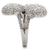 Alamode Rhodium Brass Ring with AAA Grade CZ in Clear - Alamode - Flyclothing LLC