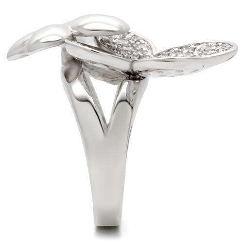 Alamode Rhodium Brass Ring with AAA Grade CZ in Clear - Alamode - Flyclothing LLC