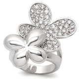 Alamode Rhodium Brass Ring with AAA Grade CZ in Clear - Alamode - Flyclothing LLC