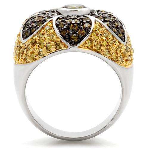 Alamode Rhodium+Gold+ Ruthenium Brass Ring with AAA Grade CZ in Multi Color - Alamode - Flyclothing LLC