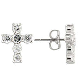 Alamode Rhodium 925 Sterling Silver Earrings with AAA Grade CZ in Clear - Alamode - Flyclothing LLC