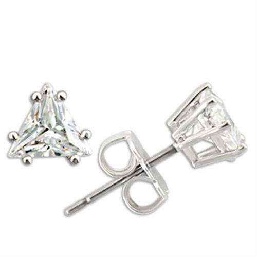 Alamode Rhodium 925 Sterling Silver Earrings with AAA Grade CZ in Clear - Alamode - Flyclothing LLC