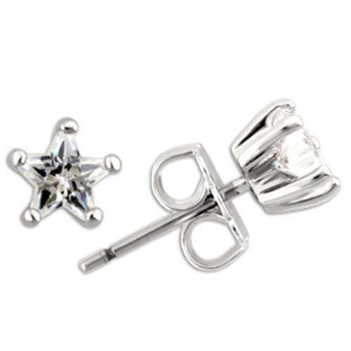 Alamode Rhodium 925 Sterling Silver Earrings with AAA Grade CZ in Clear - Alamode - Flyclothing LLC