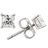 Alamode Rhodium 925 Sterling Silver Earrings with AAA Grade CZ in Clear - Alamode - Flyclothing LLC