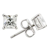 Alamode Rhodium 925 Sterling Silver Earrings with AAA Grade CZ in Clear - Alamode - Flyclothing LLC