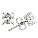 Alamode Rhodium 925 Sterling Silver Earrings with AAA Grade CZ in Clear - Alamode - Flyclothing LLC