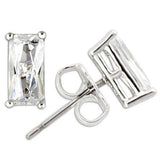 Alamode Rhodium 925 Sterling Silver Earrings with AAA Grade CZ in Clear - Alamode - Flyclothing LLC