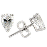 Alamode Rhodium 925 Sterling Silver Earrings with AAA Grade CZ in Clear - Alamode - Flyclothing LLC