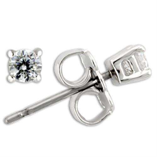 Alamode Rhodium 925 Sterling Silver Earrings with AAA Grade CZ in Clear - Alamode - Flyclothing LLC