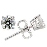 Alamode Rhodium 925 Sterling Silver Earrings with AAA Grade CZ in Clear - Alamode - Flyclothing LLC