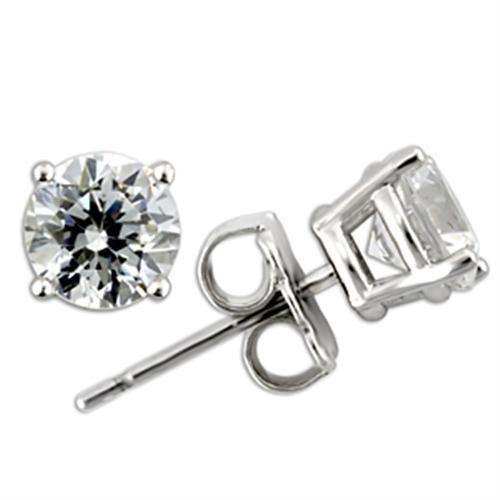 Alamode Rhodium 925 Sterling Silver Earrings with AAA Grade CZ in Clear - Alamode - Flyclothing LLC