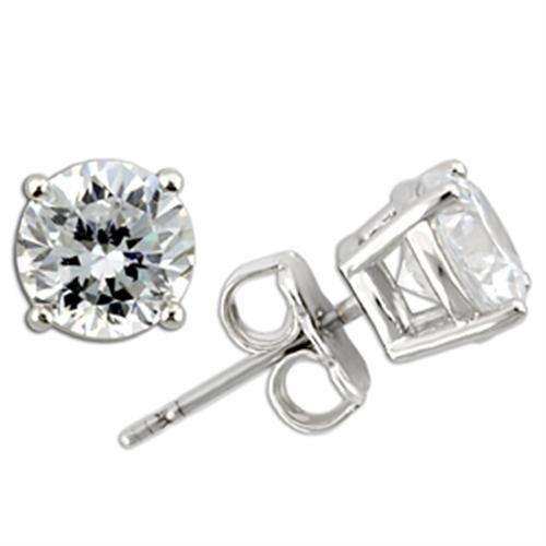 Alamode Rhodium 925 Sterling Silver Earrings with AAA Grade CZ in Clear - Alamode - Flyclothing LLC