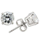 Alamode Rhodium 925 Sterling Silver Earrings with AAA Grade CZ in Clear - Alamode - Flyclothing LLC