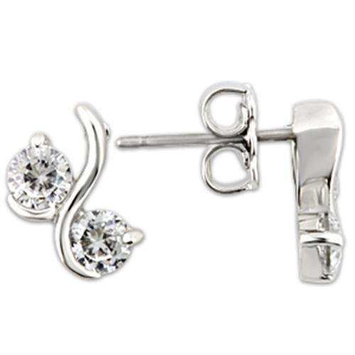 Alamode Rhodium 925 Sterling Silver Earrings with AAA Grade CZ in Clear - Alamode - Flyclothing LLC