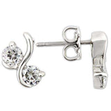Alamode Rhodium 925 Sterling Silver Earrings with AAA Grade CZ in Clear - Alamode - Flyclothing LLC