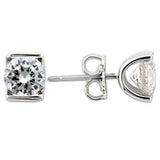 Alamode Rhodium 925 Sterling Silver Earrings with AAA Grade CZ in Clear - Alamode - Flyclothing LLC