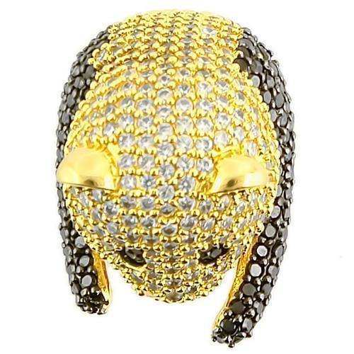 Alamode Gold+Ruthenium Brass Ring with AAA Grade CZ in Jet - Alamode - Flyclothing LLC