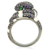 Alamode Ruthenium Brass Ring with AAA Grade CZ in Multi Color - Alamode - Flyclothing LLC