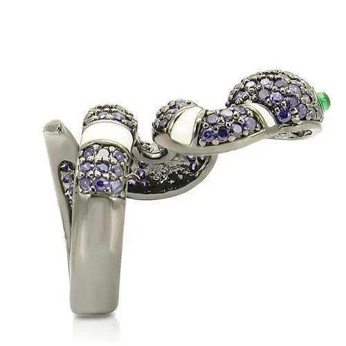 Alamode Ruthenium Brass Ring with AAA Grade CZ in Multi Color - Alamode - Flyclothing LLC