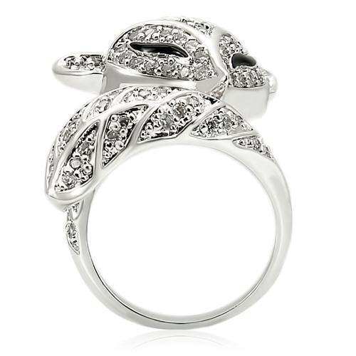 Alamode Rhodium Brass Ring with AAA Grade CZ in Clear - Alamode - Flyclothing LLC