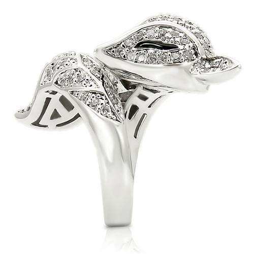 Alamode Rhodium Brass Ring with AAA Grade CZ in Clear - Alamode - Flyclothing LLC