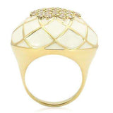 Alamode Gold Brass Ring with AAA Grade CZ in Clear - Alamode - Flyclothing LLC